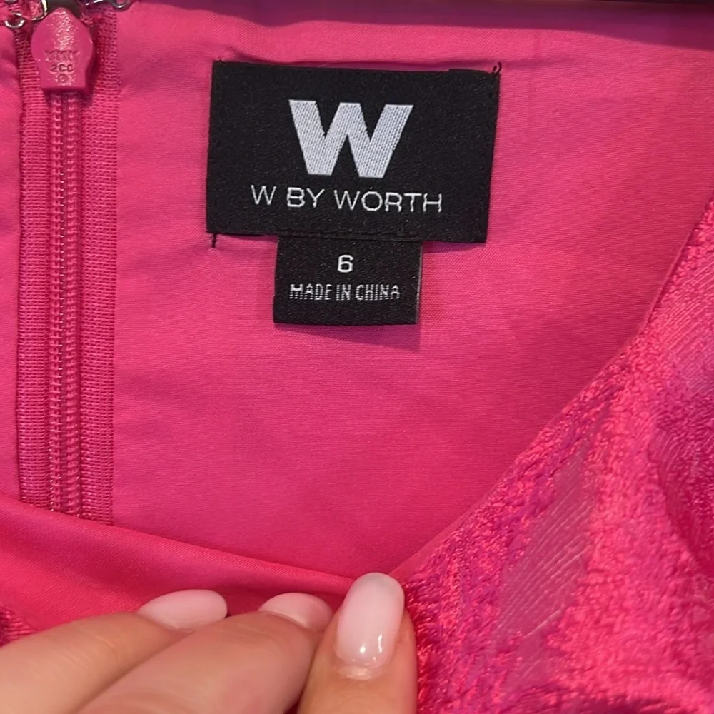 W by Worth Pink Floral Jacquard Dress - Picture 4 of 7